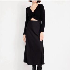 Old Navy Black Satin Maxi Skirt